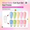 SAVILAND Pastel Cat Eye Gel Nail Polish Set: 12 Colors Glitter Cat Eye Gel Nail Polish Castor Oil Vitamin E Sparkle Magnetic Gel Polish Soak Off U V LED Nail Art Magnet Manicurist Gift Salon Home