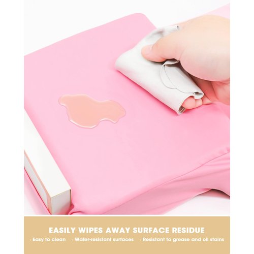 Onism Lash Pillow for Eyelash Extensions, Leather Waterproof Curved Memory Foam Lash Bed Pillow with Neck and Back Support, Pockets on Both Sides for Tools, Pink