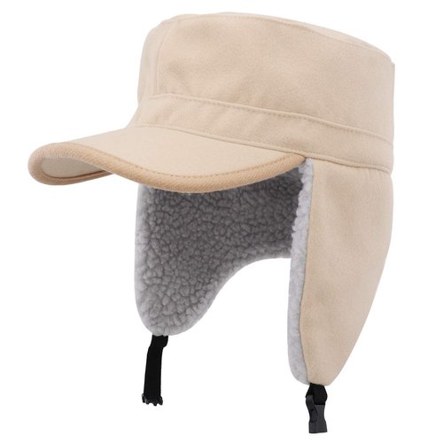 Gisdanchz Winter Wool Army Military Cadet Flat Top Radar Hat for Men Women Khaki Hunting Trapper Elmer Fudds Corps Hats Warm Baseball Cap with Earflaps Aviator Caps with Foldable Visor Khaki
