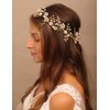 YETTER Wedding Bridal Floral Pearl Green Crystal Maple Pearl Headband Wedding Rhinestone Crystal Headband Hair Vine Beads Hair Band Bridal Headpieces for Bride Bridesmaid Flower Girl Wedding Prom Birthday Party