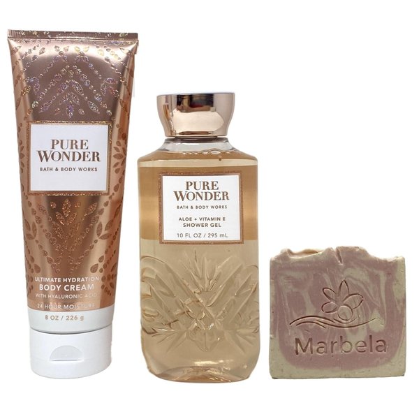 Bath & Body Works Pure Wonder 2 Piece Set - Shower Gel and Body Cream with a Himalayan Salts Springs Sample Soap