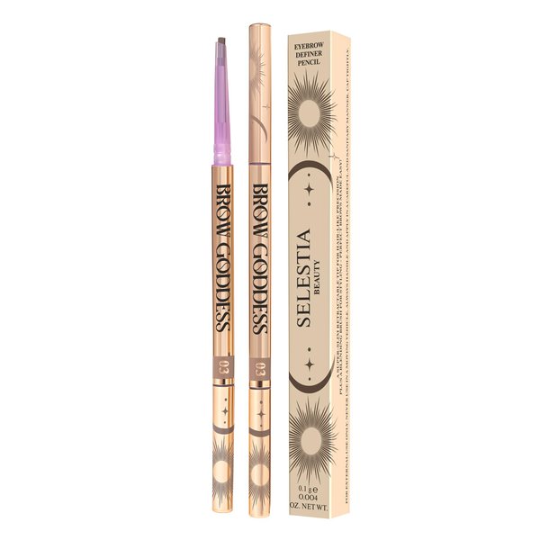 SELESTIA BEAUTY Eyebrow Pencil Brow Goddess - Long-Lasting Brow Pencil - Perfect Women Christmas Gifts - Two-Sided Eyebrow Pen & Makeup Definer - Wax Eyebrow Liner Pencil, 0.1 g. (Billkis)
