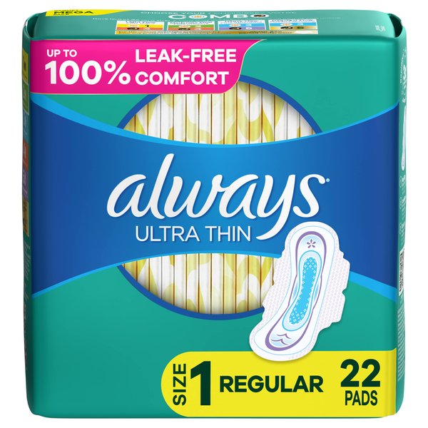 Always Ultra Thin Daytime Pads with Wings - Size 1, Unscented, 22 ct