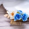 Yean Bridal Hair Comb Wedding Headpiece Flower Gold Leaf Hair Accessories for Brides and Bridesmaids