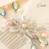 Casdre Rhinestone Bride Wedding Hair Comb Silver Pearl Bridal Hair Piece Crystal Evening Party Hair Accessories for Women and Girls