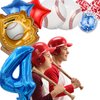 HADCKJA Baseball Balloon Baseball Birthday Party Supplies Number 4 Balloon Baseball Glove Balloon Red Blue Star Red Blue Confetti Balloon for Boy Shower Decorations Birthday Party Decorations 9Pcs