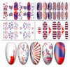 WOKOTO 16 Pcs Independence Day Nail Strips Polish Stickers Fourth of July Self Adhesive Nail Stickers Wraps for Nails Set with 1 Pc Nail File 14 Tips Per Sheet Manicure Strips