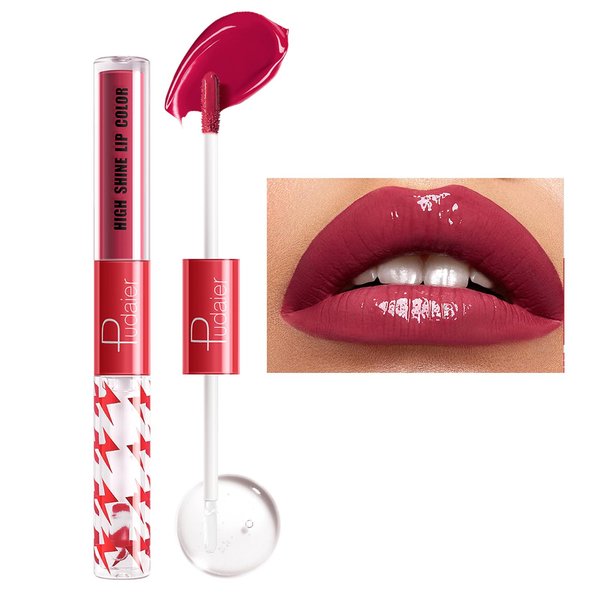 Espoce Liquid Lipstick with Clear Lip Gloss, Liquid Lip Color Lip Makeup, Long-Lasting Non-Stick Cup Not Fade High Pigmented, 0.14 Oz (16)