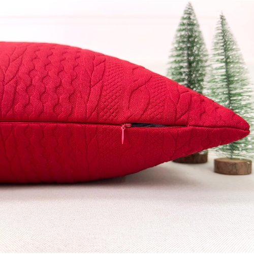 Booque Valley Christmas Pillow Covers, Pack of 2 Super Soft Elegant Modern Patterned Red Cushion Covers Decorative Stretchy Throw Pillow Cases for Sofa Bed Car Chair, 18 x 18 inch(Red)