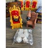 MunnyGrubbers - Dice Jail Cage - Time Out Chair & Dunce Hat - Chair of Shame - Crit Crown & Lucky Throne - (Random 7PC D20 Dice Set Included) - Gift for Dungeons and Dragons - DND - D&D - (Combo A)