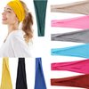 Hanfluenve 10Pcs Wide Headbands for Women Yoga Running Anti-Slip Sweat Band Fashion Stretchy Soft Hair Accessories for Sport