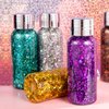 Body Glitter Gel Set 4 Colors Sequins Chunky Glitter Gel Colorful Eyeshadow Glitter Holographic Body Gel for Festival Party Face Makeup Hair Eye Lips Shimmer Gold,Silver,Purple,Green