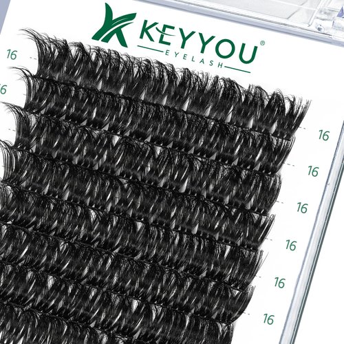 Lash Clusters,96 Pcs Cluster Lashes D Curl 16mm DIY Lash Extensions Eyelash Clusters,KEYYOU Volume Wispy Individual Lashes Soft&Comfortable Easy DIY at Home(Y07,D-16mm)