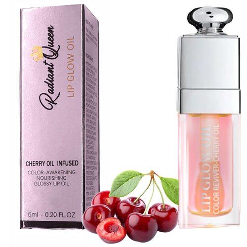 Radiant Queen Lip GlowOil - Watermelon ColorI Maximizing, Moisturizing and Revitalizing for Dry Lips with Cherry Fruit Oil, 0.20 FlOz