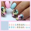 24 Pcs Short Square Press on Nails Colorful RIICFDD Fake Nails Summer Beach Style False Nails with Coconut Palm Designs Artificial Glossy Acrylic Nail Full Cover Glue on Nails for Women Girls