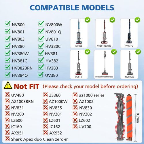LINNIW Brush Roll Replacement Kit Compatible with Shark DuoClean NV800, NV800W, NV801, NV801Q, NV803, UV810, HV380, HV380C, HV380W, HV381, HV381C, HV382, HV382BRN, HV383, HV384Q Vacuum Cleaner