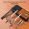 Hair Cutting Scissors Shears Set, CIICII Professional Hairdressing Scissors Kit (Hair Beard Trimming Shaping Grooming Thinning Shears) for Men Women Pets Home Salon Barber Cutting Kit (Silver)
