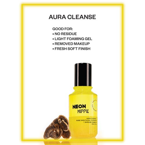 Neon Hippie Aura Cleanse Face Wash - gel face wash with pump 7 mushroom complex soft foaming washes clean leaves skin soft