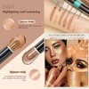 2-in-1 Highlight and Contour Stick,2Pcs Dual-Ended Highlighter Makeup Pen & Contouring Stick Set for Face Shaping,Long Lasting & Waterproof Face Brightens & Shades Makeup Contour Sticks Kit(01#+03#)