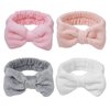 HFZRZFH 4 Pcs Cute and Simple Bow Tie Hair Band Spa Headbands for Girls and Women, Ideal for Face Washing, Skincare, Makeup, and Spa