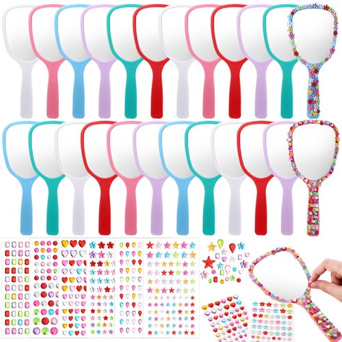 Wonderjune 24 Pcs Handheld Mirror DIY Decorate Your Own Princess Mirror Mermaid Mirrors Princess Crafts Small Mirrors for Classroom Princess Birthday Party Favors Princess Game Decorations Supplies