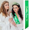 VELSCRUN Birthday Queen Tiara Crowns for Women Girls Green Crystal Birthday Queen Headband Sash Elegant Princess Crown Happy Birthday Party Decorations Mom Sisters Birthday Gift Hair Accessories