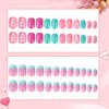 JANYUN 48 Pcs False Nail Stick on Nails Kids Full Cover Short False Nail Children Nails Gift for Kids Little Girls Nail Art Decoration