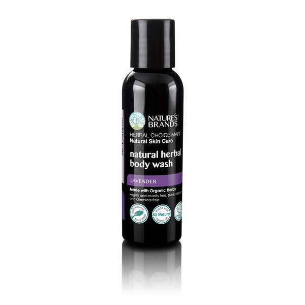 Nature's Brands Organic Herbal Body Wash by Herbal Choice Mari (Lavender, 2 Fl Oz Bottle) - No Toxic Synthetic Chemicals - TSA-Approved Travel Size