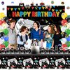 KimaruLZ Gamer Birthday Party Decorations - 174Pcs Black and White Video Game Gaming Party Supplies For Boys Birthday - Backdrop, Table Cover, Hanging Swirls, Cupcake Cake Topper, Balloons, Stickers