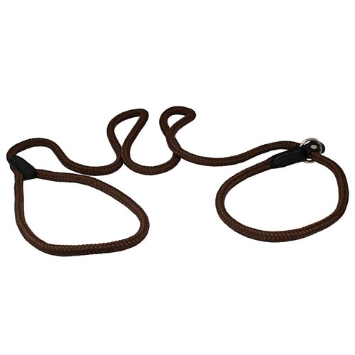 Dogs My Love Nylon Rope Slip Dog Lead Collar and Leash British Style 4ft Long (Medium: 3/8" (8mm), Brown)