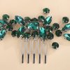 Rumtock Green Rhinestones Beads Silver Hair Comb for Wedding Brides Women Girls Sparkle Handmade Hair Jewelry Prom Banquet (Green)