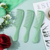 HYOUJIN 3 Pocket Wide Tooth Combs Plastic Detangling Shower Combs for Curly Hair, Wet Brush Detangle Comb for Women, Men, Green