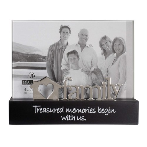 Malden International Designs Family Desktop Expressions with Silver Word Attachment Picture Frame, 4x6, Black