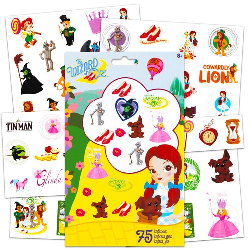 Wizard of Oz Party Supplies Gifts Pack ~ 75 Pc Wizard of Oz Temporary Tattoos Costume Accessories Party Favors Decorations Featuring Dorothy, The Tin Man, and More (Wizard of Oz Toys for Kids)