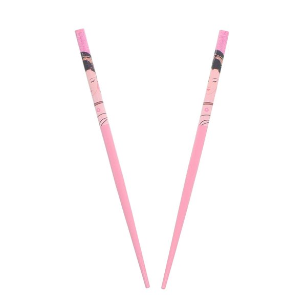 Set of Two7.25 inch Long Wooden Animal Print Hair Sticks for Women - Orange