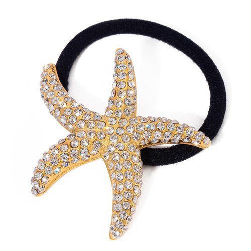 18K Gold Plated Stainless Steel Hair Cuff Ties - Geometric Elastic Hair Ties with Cubic Zirconia for Women, Thick Hair Ponytail Holder, Bun Holder Hair Accessories