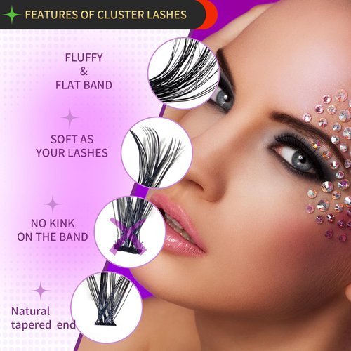 Lash Extension Kit DIY 280pcs Eyelash Extension Kit, 9-16mm 30D 40D Individual Lashes for Beginner Starter Professional, Volume Lash Clusters Kit with Bond, Seal, Remover and Lash Tweezers