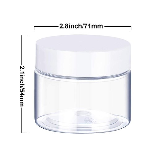 6 Pack Plastic Pot Jars Round Clear Leak Proof Plastic Container Jars with Lid for Travel Storage, Eye Shadow, Nails, Paint, Jewelry (6 oz, White)
