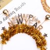 FAERLIIRY Happy New Year Headband 2025 New Years Headband for Women Disco Ball Glitter Headpiece Holiday Headbands Hair Accessories New Year's Eve Celebration Party Gifts (Happy New Year)