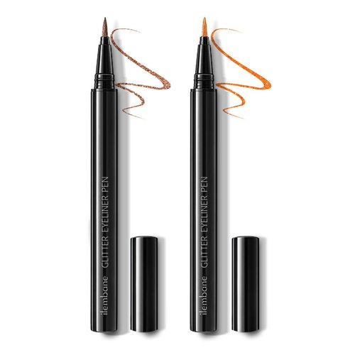 ilembane Shimmer Coffee Orange Liquid Eyeliner, Easy to Apply Long lasting Glitter Makeup Metallic Satin, 2 Pcs Set