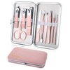 Manicure Set, Travel Mini Nail Clippers Kit Pedicure Care Tools, 10pcs Stainless Steel Grooming kit (Pink)