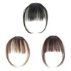 Wixine 1Pcs Dark Brown Thin Neat Air Bangs Remy Human Hair Extensions Clip in on Fringe Front Hairpiece
