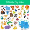 Reusable Sticker Book, 36 Wild Animals Waterproof Stickers Thick Gel Clings Decals Stickers Animals Theme Activity Books Educational Learning Toys for Toddlers Girls Boys Preschooler