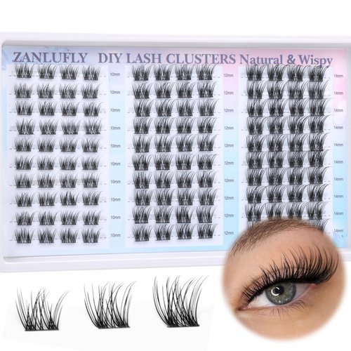 Lash Clusters Natural Eyelash Clusters D Curl Cluster Lashes zanlufly Wispy Individual Lashes Cluster Eyelash Extension 10 12 14MM DIY Lash Extension