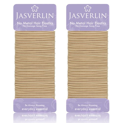 JASVERLIN 2mm Light Blonde Elastics Hair Ties, Thin Ponytail Holder Hairtie for Women Girls Kids Fine to Medium Hair, No Pull No Damage Stretchy Rubber Band Hair Accessories 80 Pcs (Light Blonde)