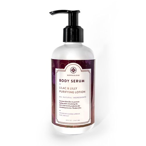 DERMAGLOVE BODY SERUM - LILAC and LILY - Ultra Healing Dry Skin Moisturizer, All Natural Ingredients Repair and Give Your Skin a Radiant and Youthful Glow, Paraben-free, Naturally Scented, 8 fl oz