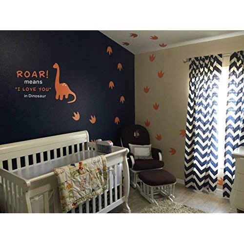 Dinosaur Wall Decal, Roar Means I Love You in Dinosaur with Footprints, Vinyl Stickers for Baby Boys, Kids Bedroom Wall Decor, Nursery Decoration, Quote Wall Decals(A22) (Orange, White)