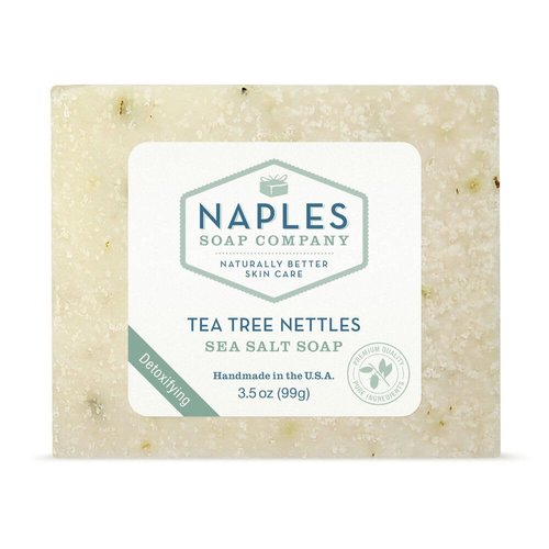 Naples Soap Company pH Balancing Sea Salt Soap Bar – Naturally Exfoliates and Moisturizes – No Harmful Ingredients –3.5 oz, Tea Tree Nettles