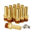 SUNGATOR 12-Pack Air Hose Fittings, 3/8" Barb to 1/4" NPT Air Hose Repair Kit with Sealant, 3/8" Barb to 1/4" NPT Air Hose Barb Fitting, Brass Barbed Air Hose Repair Connector with 12 Pcs Hose Clamp