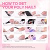 Modelones Poly Nail Gel Kit, 6 Colors Poly Extension Gel Clear Pink White with 48W Nail Lamp 3D Nail Charms Builder Slip Solution Complete Toe Nail Kit Supplies for Starter